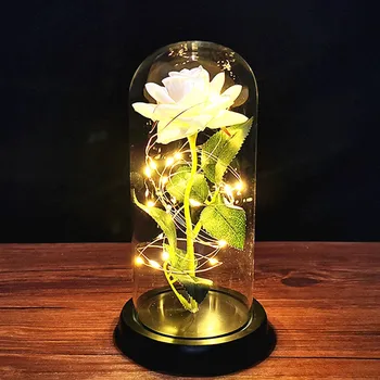 Подарок на День Святого Валентина для Подруги Вечная Роза Светодиодный Цветок Из Фольги В Стеклянной Крышке Свадебные сувениры на День Матери Подарок Подружке Невесты