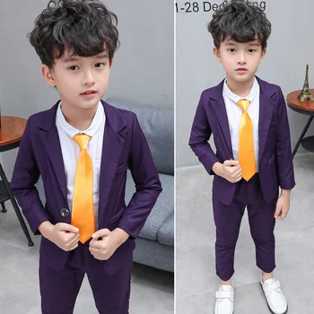 Фиолетовый детский блейзер для мальчиков, комплекты пиджаков, Новые поступления, официальные детские костюмы, одежда для маленьких мальчиков, костюм для вечеринки Весна, C2