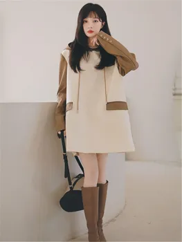Модный Цветной пуловер с капюшоном, пальто с капюшоном 2023, Весенняя новинка, женская элегантная шикарная свободная повседневная толстовка в корейском стиле 2103