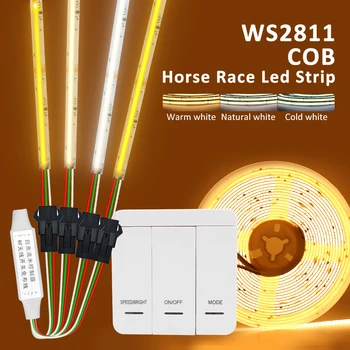 WS2811 IC COB Horse Race Светодиодные Ленты 24 В 360 Светодиодов/М Теплый Белый 5 М 10 М 15 М 20 М Проточная Вода Светодиодная Лента Лампа для Декора комнаты