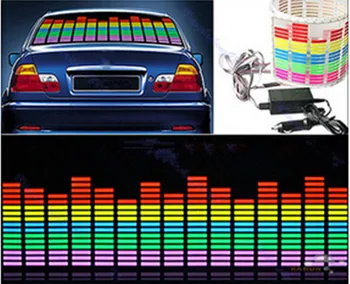 Автомобильное голосовое управление музыка Светящаяся автомобильная паста Классный автомобильный стеклянный дисплей музыка Голосовое управление Ритм огни 90СМ Х 25см