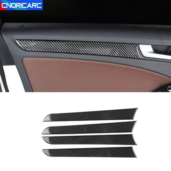 Автомобильная внутренняя дверная панель из углеродного волокна, Декоративная накладка для Audi A4 B8 2010-2016, Наклейки в полоску, Аксессуары для интерьера