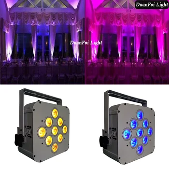 16 шт./лот Беспроводные Аккумуляторные лампы 9x15 Вт 5в1 RGBWA Par LED Flat Par для дискотеки light party
