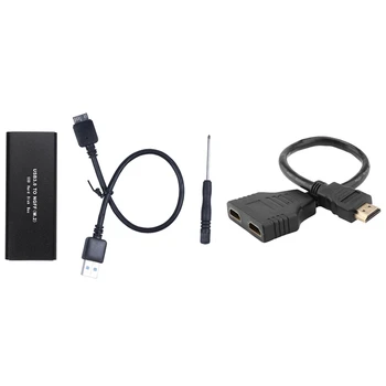 M.2 Ssd-накопитель Sata к USB 3.0, Внешний адаптер для чтения SSD-накопителей с разветвителем HDMI, переходник HDMI от мужчины к женщине