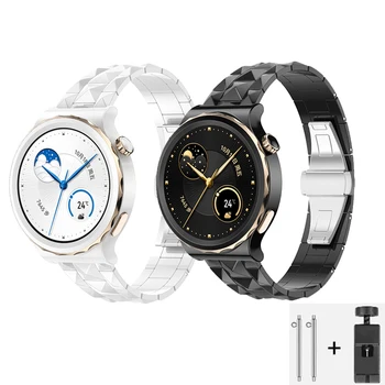 Керамический ремешок для часов Huawei GT 3/Gt2/Gt 2 Pro, ремешок Samsung Galaxy Watch 3 45 мм, Бриллиантовая Керамическая цепочка для модных часов 18/20/22 мм