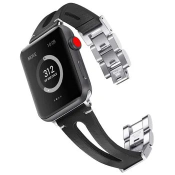 Ремешок из натуральной кожи для Apple watch band 44 мм/40 мм, 42 мм/38 мм, ремень с металлической пряжкой, соответствующий браслету iWatch series 3 4 5 se 6 band