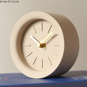 4-дюймовые промышленные заводные современные минималистичные цементные немой часы прикроватный столик в спальне Скандинавские круглые маленькие настольные часы