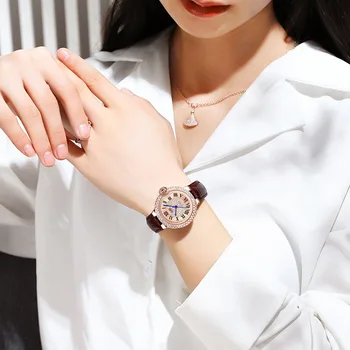 Оригинальные женские часы UTHAI H116 Sky Star Blue Needle, модный креативный браслет с бриллиантами, роскошный водонепроницаемый кожаный браслет