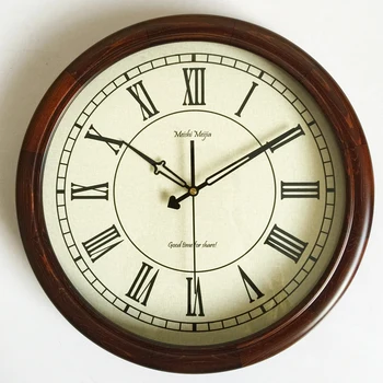Настенные часы в стиле ретро Бесшумные Часы из массива дерева Настенный Домашний декор Гостиная в американском стиле Кантри Современный подарок Horloge FZ642