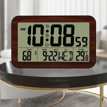 Широкоэкранный дисплей Цифровые настенные часы Электронный будильник Деревянные домашние электронные настенные часы Студенческий цифровой дисплей