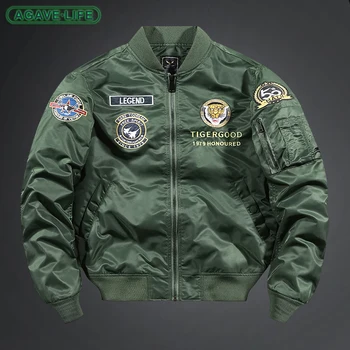 Новые мужские куртки с вышивкой MA1, верхняя одежда для пилотов, Тонкие куртки с нашивками, мужские весенне-осенние мотоциклетные пальто в стиле милитари с воротником-стойкой