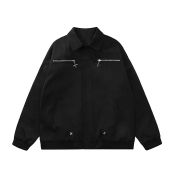 Новинка весны 2023 года, мужская куртка Harajuku, верхняя одежда, хлопковая молодежная популярная куртка средней длины с лацканами оптом