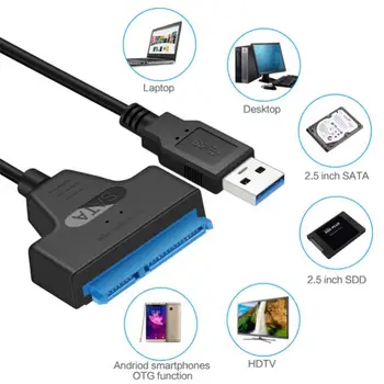 Кабель USB 3.0 SATA 3 Адаптер Sata-USB 3.0 СО СКОРОСТЬЮ передачи данных до 6 Гбит/с Поддержка 2,5-дюймового внешнего SSD-жесткого диска 22 Pin Sata III A25