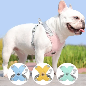 X-образная шлейка для домашних животных, жилет и поводок, комплект для маленьких собак, Светоотражающая шлейка для щенков и кошек, Дышащие сетчатые нагрудные ремни для прогулок