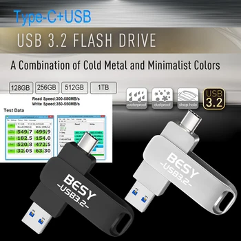 USB 3,2 Высокоскоростной Флэш-накопитель Металлический Флеш-накопитель 128 ГБ / 32 ГБ / 64 Г Водонепроницаемый Флэш-диск Мини-Карты памяти 32 Г U-Дисковый Флеш-накопитель