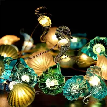 2/3 / 4M Светодиодные Струнные Фонари Ocean Theme Party Decoration Лампы Seahorse Shell Морская Батарея Струнная Лампа День Рождения Home Decor