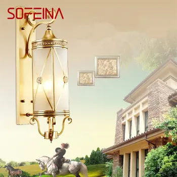SOFEINA Nordic Наружный латунный настенный светильник, Светодиодное медное бра, Креативный Дизайн, Декор для дома, внутреннего двора, коридора, прохода.