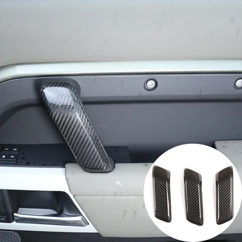 Чехол для укладки автомобиля, внутренняя дверная ручка из настоящего углеродного волокна, Отделка корпуса, Аксессуары для украшения 3 ШТ. для Land Rover Defender 110 20-2021